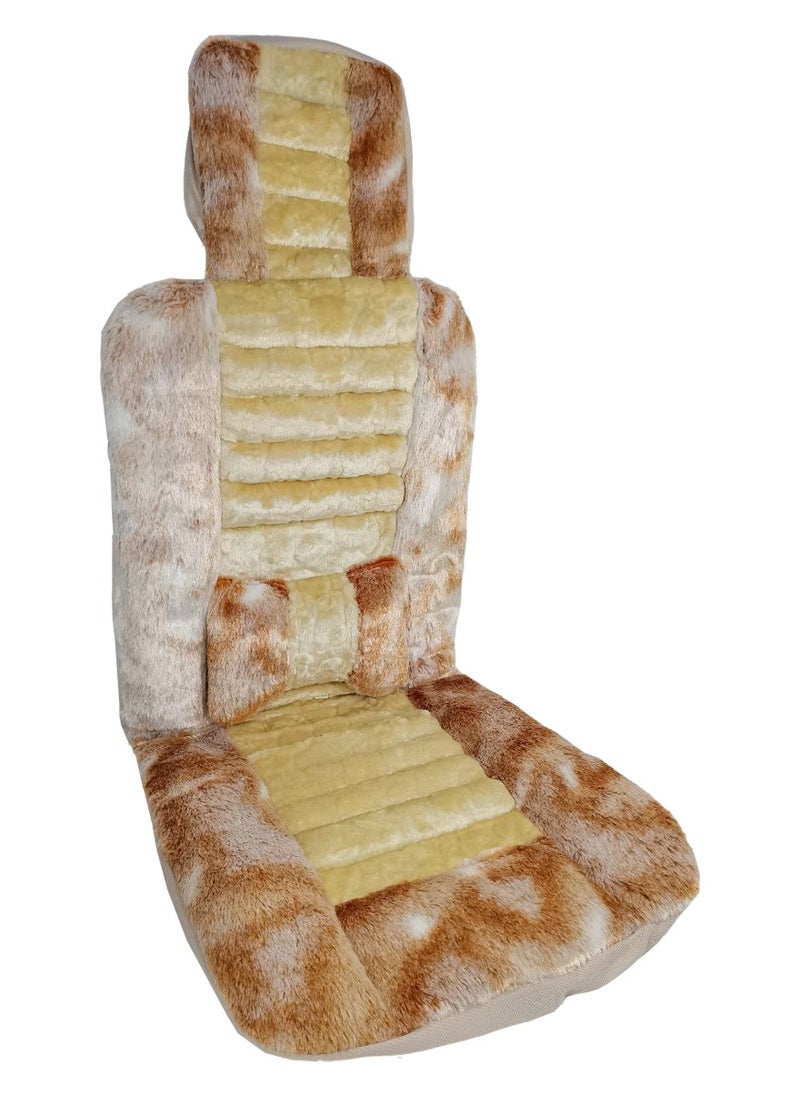 Agc Car Seat Cover Smooth And Quality brown and cream/yellow colored wool  Seat cover 2Pcs Set - AGC 8811  - Image 1