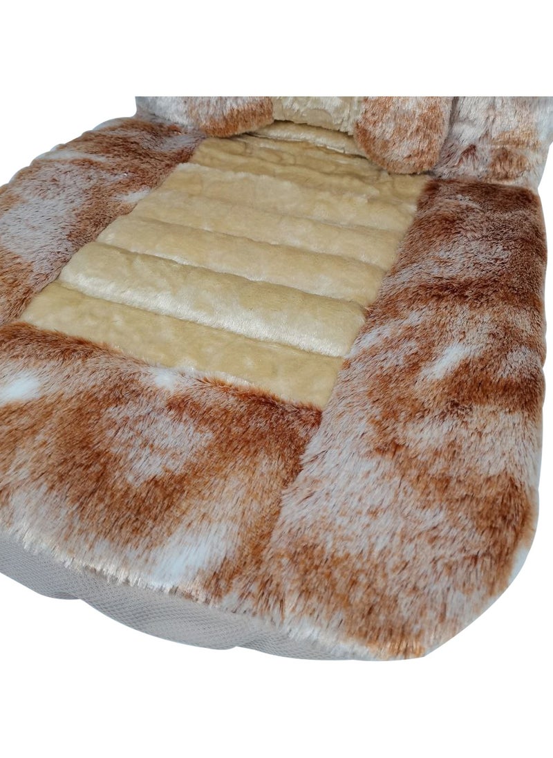 Agc Car Seat Cover Smooth And Quality brown and cream/yellow colored wool  Seat cover 2Pcs Set - AGC 8811  - Image 5
