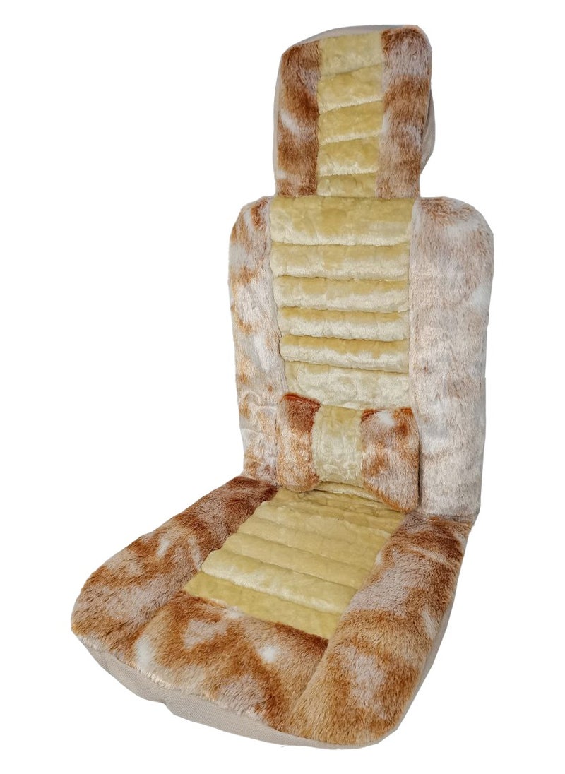 Agc Car Seat Cover Smooth And Quality brown and cream/yellow colored wool  Seat cover 2Pcs Set - AGC 8811  - Image 2