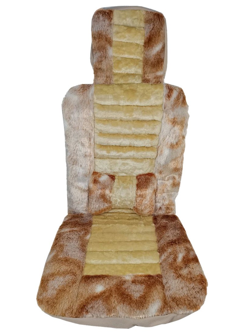 Agc Car Seat Cover Smooth And Quality brown and cream/yellow colored wool  Seat cover 2Pcs Set - AGC 8811  - Image 4