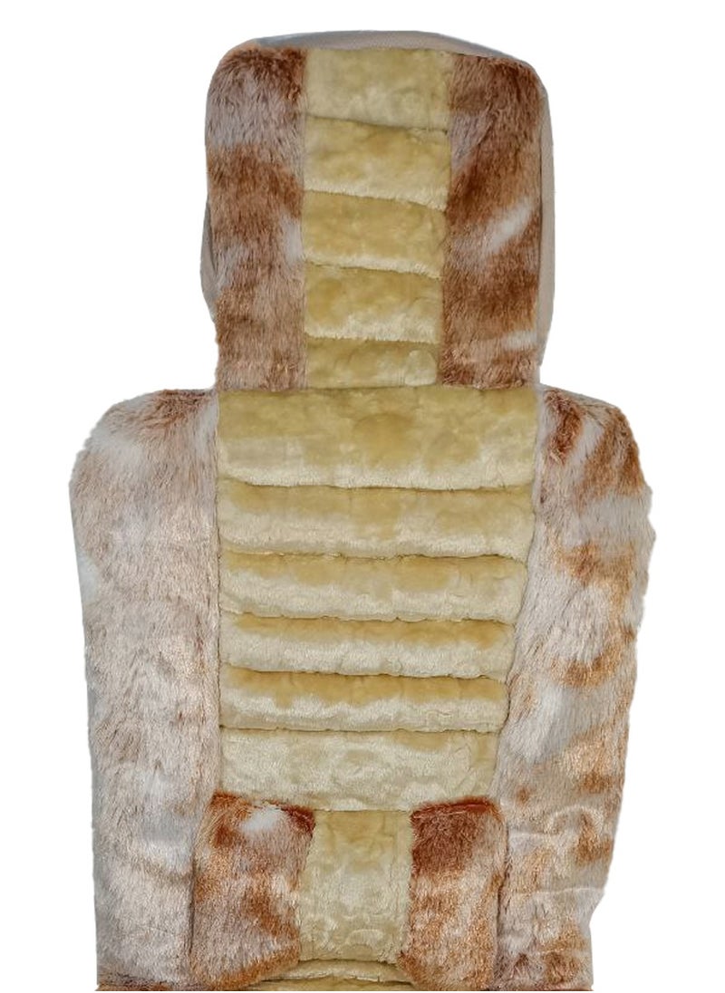 Agc Car Seat Cover Smooth And Quality brown and cream/yellow colored wool  Seat cover 2Pcs Set - AGC 8811  - Image 3
