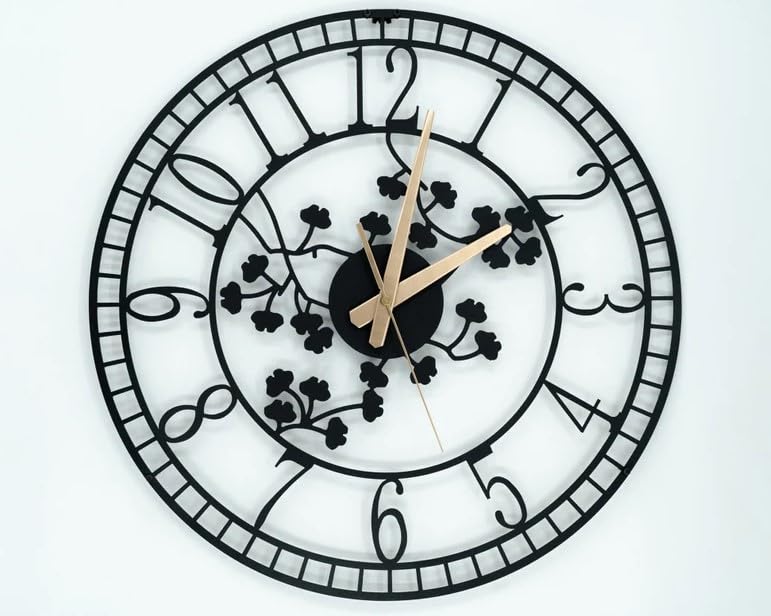 AVVIC MART Stylish Metal Analog Wall Clock for Living Room, Bedroom, Office, Kitchen, Home and Hall | Antique Fancy Big Size Modern Wall Watch for Home Decor (Style-5, 40CM) - Image 1