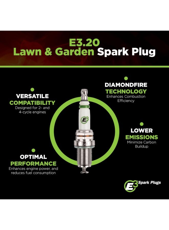 E3 Spark Plugs E3.20 Lawn and Garden Spark Plug with DiamondFIRE Technology, 14mm, 0.750" Reach, Gasket Seat, Power and Fuel Efficiency Enhancement, Pack of 1 - Image 5