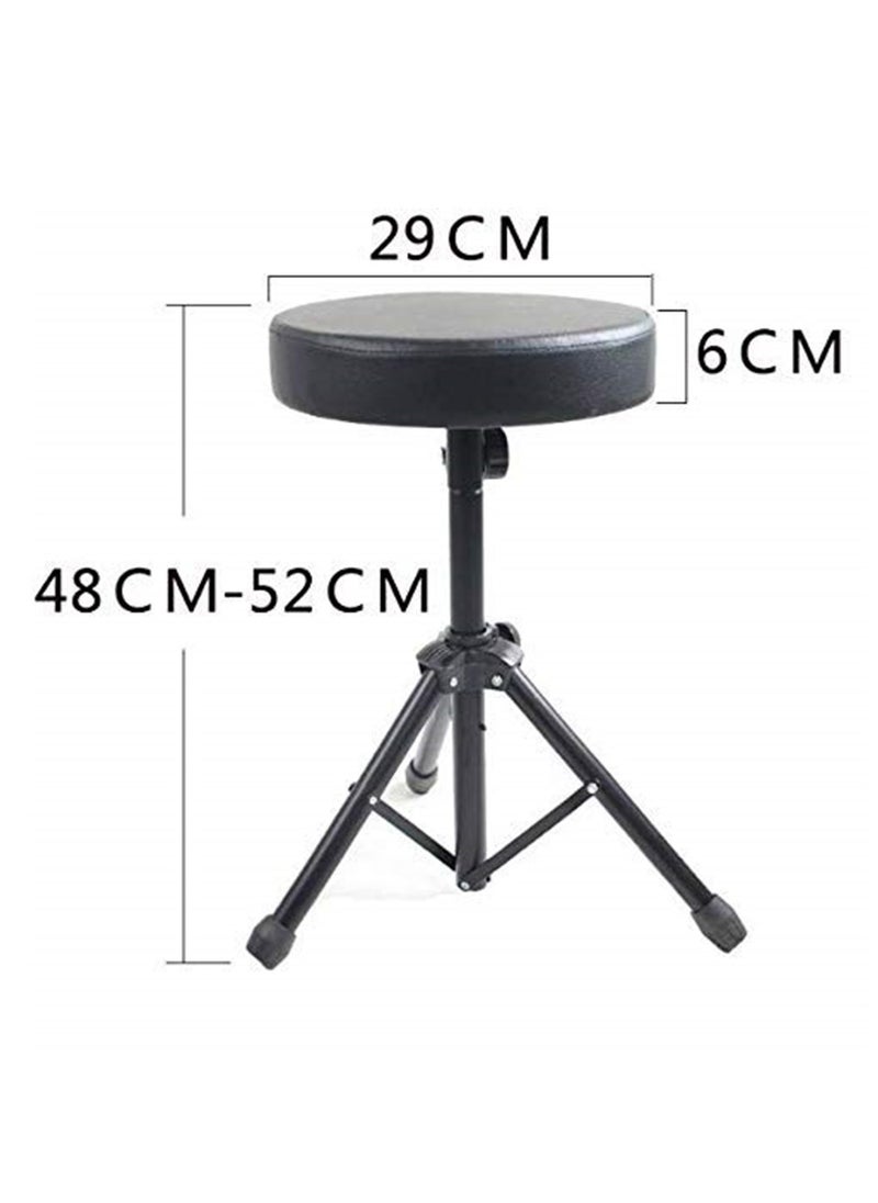 Generic Folding Music Guitar Keyboard Drum Stool Rock-Band Piano Chair Seat - Black  - Image 3