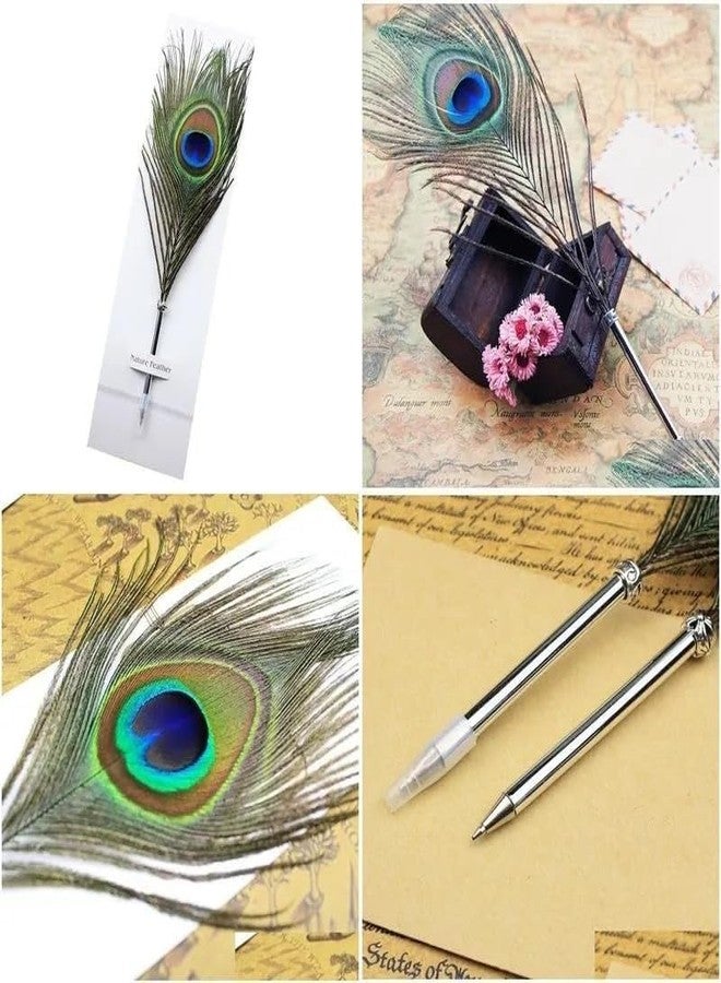 KRYTONE�.Fx Fancy Peacock Feather Ballpoint Pens Black Ink Natural Feather Quill Ballpoint Pen for Kids School Writing, Signatures,Birthday Wedding Gift Pen - Image 5