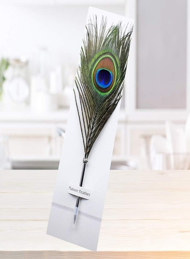 KRYTONE�.Fx Fancy Peacock Feather Ballpoint Pens Black Ink Natural Feather Quill Ballpoint Pen for Kids School Writing, Signatures,Birthday Wedding Gift Pen - Image 3