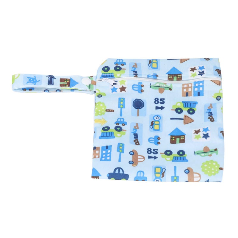 3Pcs Baby Cloth Diaper Wet Dry Bag B21 Dual Pocket Cartoon Travel Storage Bag - Image 3