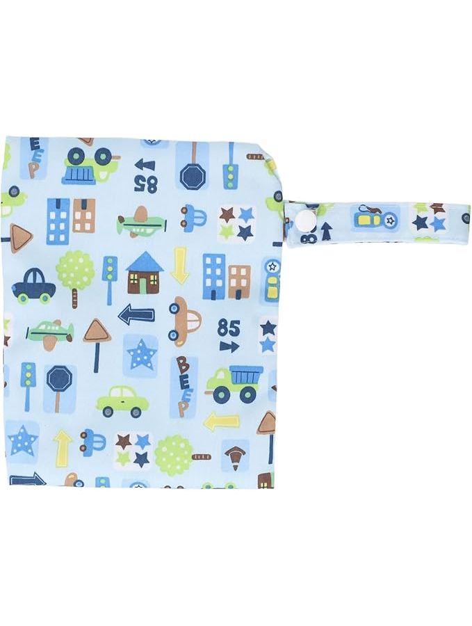 3Pcs Baby Cloth Diaper Wet Dry Bag B21 Dual Pocket Cartoon Travel Storage Bag - Image 1