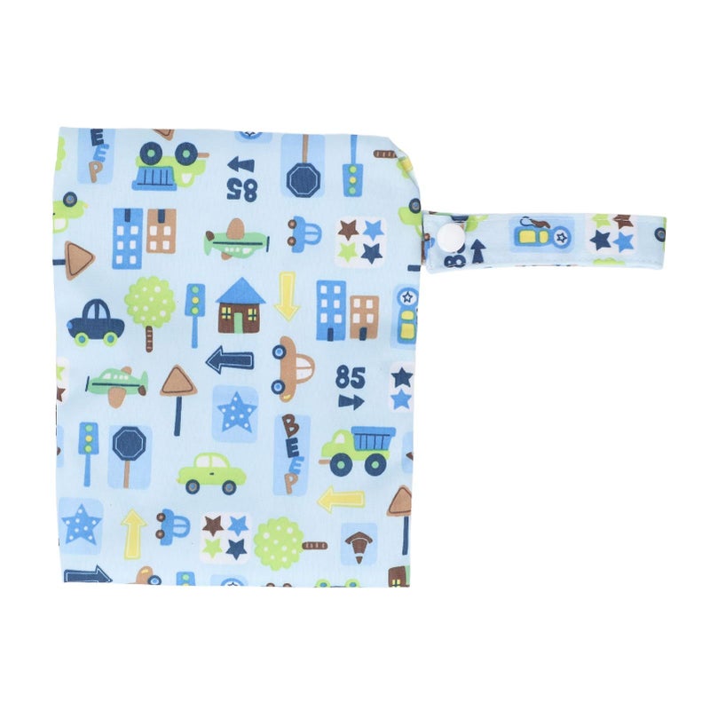 3Pcs Baby Cloth Diaper Wet Dry Bag B21 Dual Pocket Cartoon Travel Storage Bag - Image 2