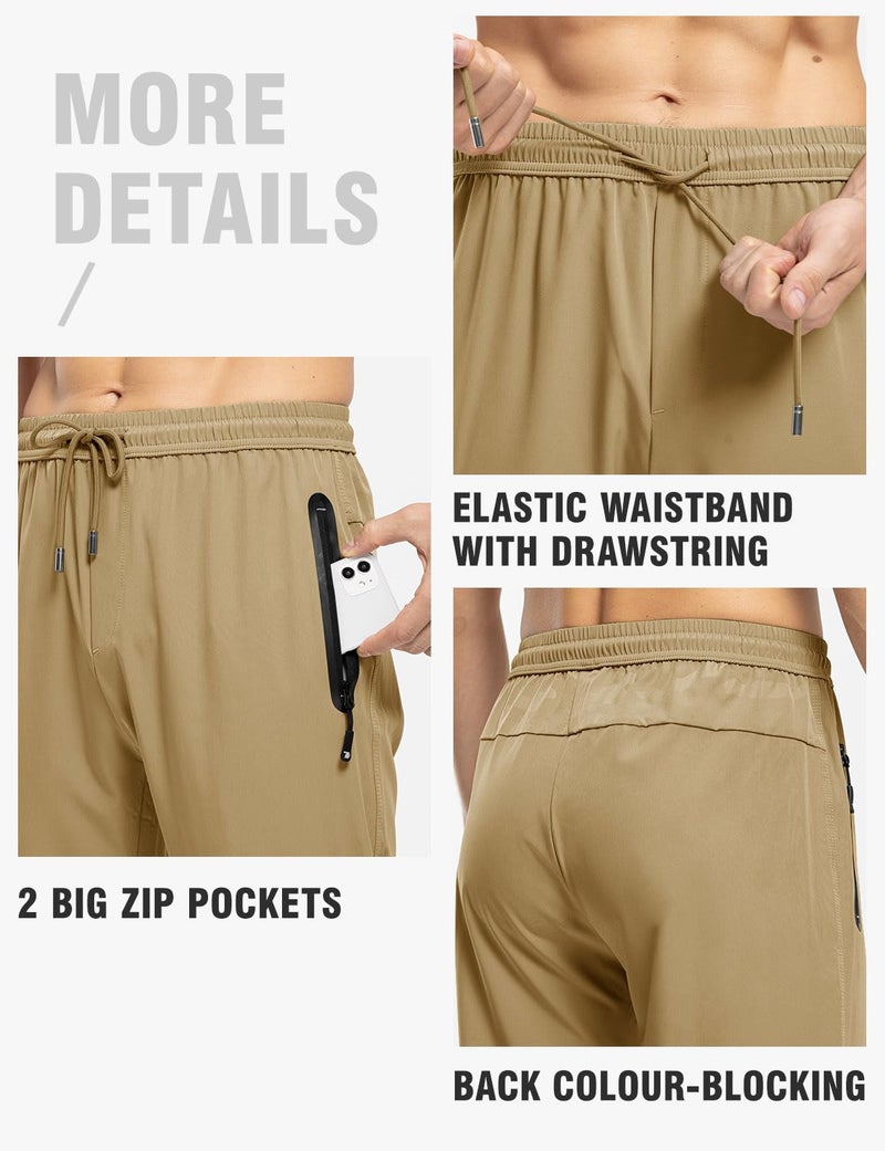 TBMPOY Men's Outdoor Lightweight Hiking Mountain Pants Running Active Jogger Pants Khaki M - Image 5
