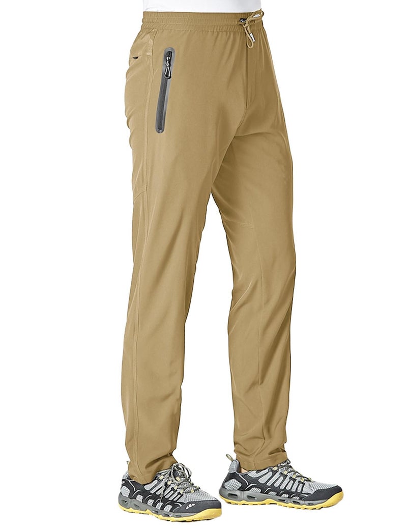 TBMPOY Men's Outdoor Lightweight Hiking Mountain Pants Running Active Jogger Pants Khaki M - Image 1