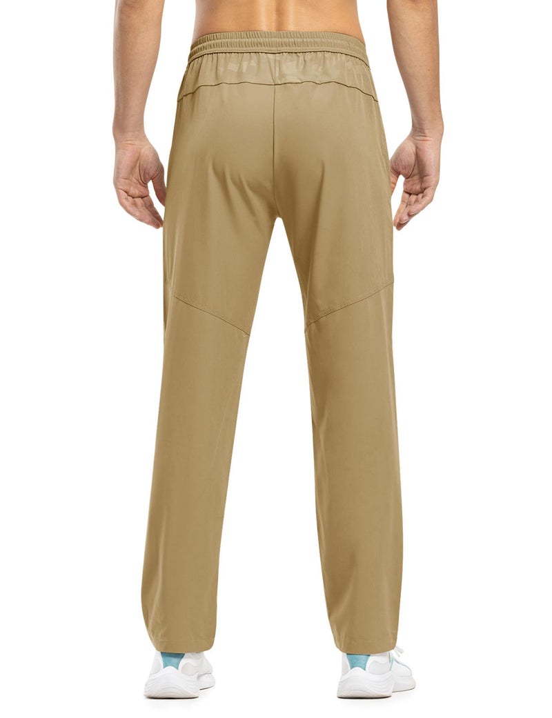 TBMPOY Men's Outdoor Lightweight Hiking Mountain Pants Running Active Jogger Pants Khaki M - Image 3