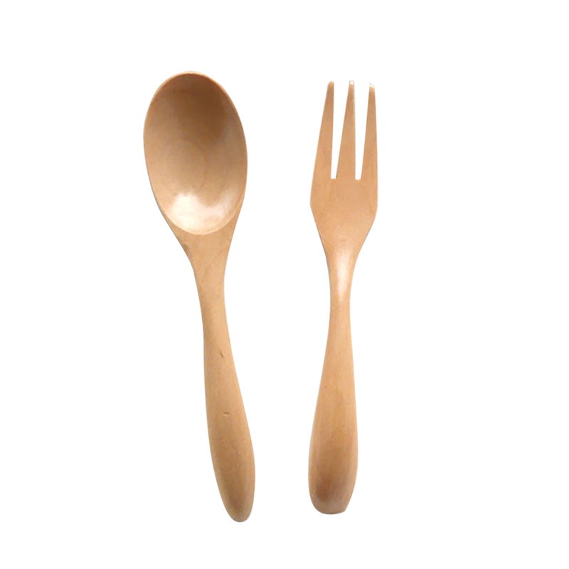 Wooden Flatware Set Fork and Spoon for Camping Travel Picnic Office or Home - Image 1