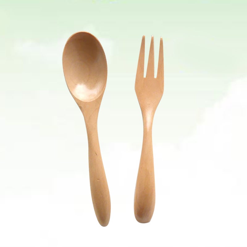 Wooden Flatware Set Fork and Spoon for Camping Travel Picnic Office or Home - Image 4