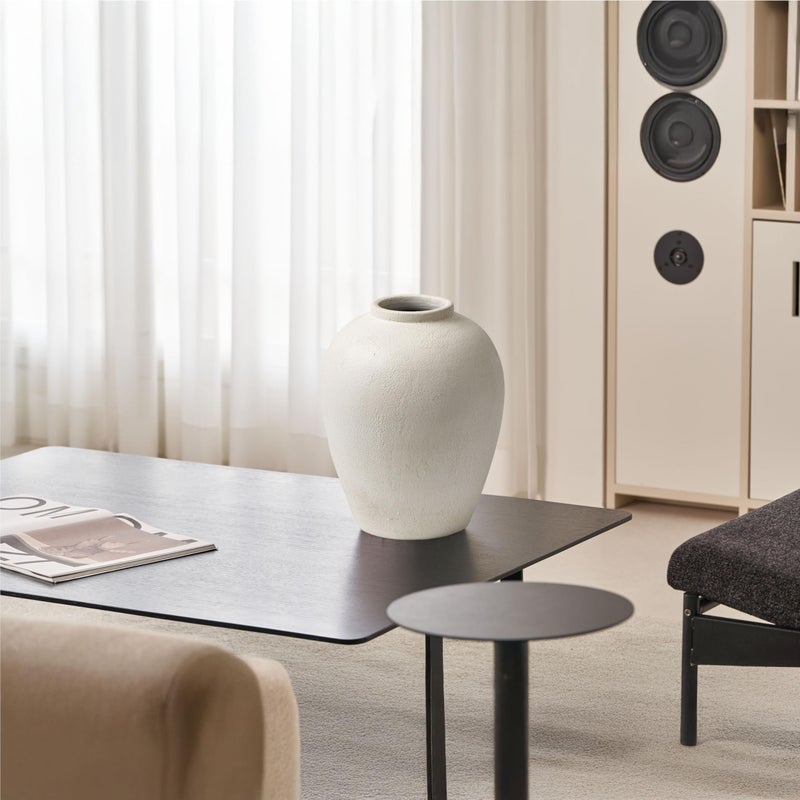 LB2 White Ceramic Large Vase, 12.7" Tall Zen Style vase, Terra Cotta Pitcher, Distressed Farmhouse Decor, Pottery Decorative Flower for Home Decor - Image 3