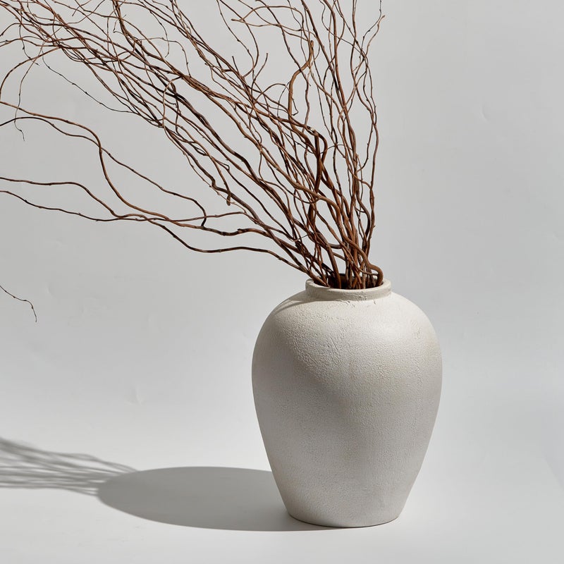 LB2 White Ceramic Large Vase, 12.7" Tall Zen Style vase, Terra Cotta Pitcher, Distressed Farmhouse Decor, Pottery Decorative Flower for Home Decor - Image 5