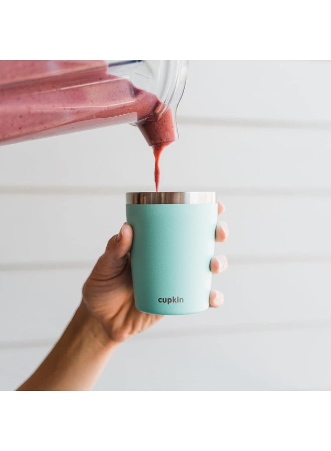 CUPKIN أكواب أطفال قابلة للتكديس من الفولاذ المقاوم للصدأ مع مصاصات وأغطية من Cupkin - مجموعة من 2 أكواب معزولة سعة 8 أونصات مطلية بالبودرة - Image 3