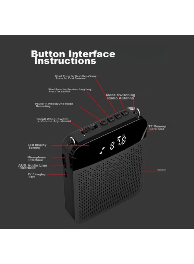 SAST K35 Portable Amplifier For Teachers, Bluetooth Speaker With Microphone, Outdoor Tour Guide, Large Volume Wired Version, Black - Image 4
