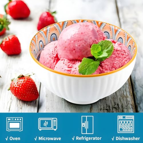 ONICORN Ceramic Bowls set, Porcelain Cute dessert bowl Set for Rice | Soup | Snack | Ice Cream | soup - Colorful Kitchen serving bowls sets - Microwave and Oven Dishwasher Safe (MULTICOLOR, PACK OF 4) - Image 5