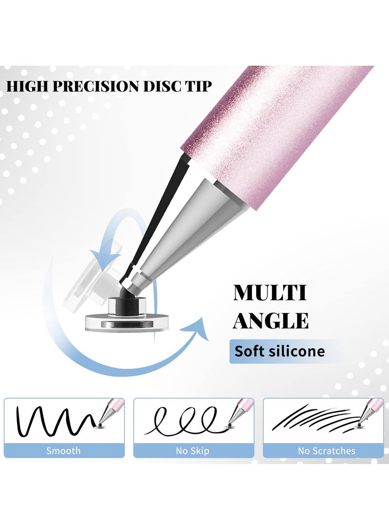 Stylus Pen for iPad, Disc Stylus Pens for Touch Screens, Passive Stylus with Magnetic Cap, Compatible with Apple/iPhone/iPad/Android/Microsoft Tablets and All Passive Touch Screen (Pink) - Image 3