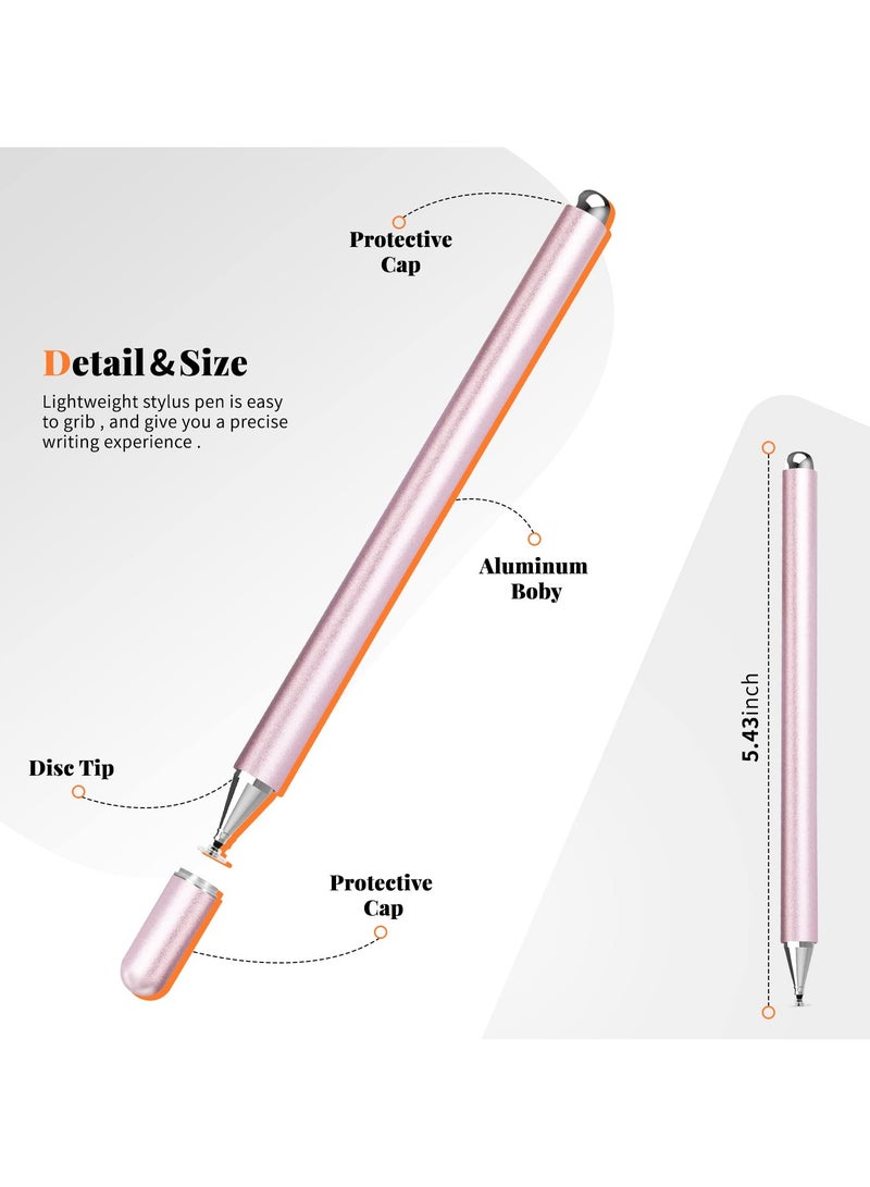 Stylus Pen for iPad, Disc Stylus Pens for Touch Screens, Passive Stylus with Magnetic Cap, Compatible with Apple/iPhone/iPad/Android/Microsoft Tablets and All Passive Touch Screen (Pink) - Image 2