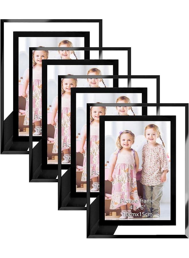 4x6 Picture Frames Set of 4, Glass Photo Frames with Black Border, HD Photo Holder Only for Tabletop Display, Wedding Frames for Couple, Home Decoration