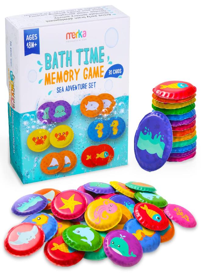merka Bath Toys Flash Cards - 30-Pack, 2.25-Inch EVA Foam, Multicolor - Baby Bath Toys & Memory Matching Game & Bathtub Flash Cards - Image 3