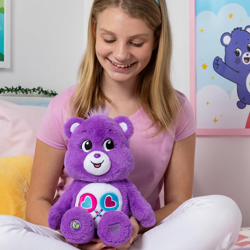 Care Bears دبدوب كير بير 14" شير بير - حجم متوسط - دبدوب بنفسجي للأطفال من عمر 4 سنوات فما فوق - هدية مثالية للأعياد، أعياد الميلاد، ناعم جداً وقابل للعناق - مناسب للبنات والأولاد، الموظفين، الجامعين - Image 4
