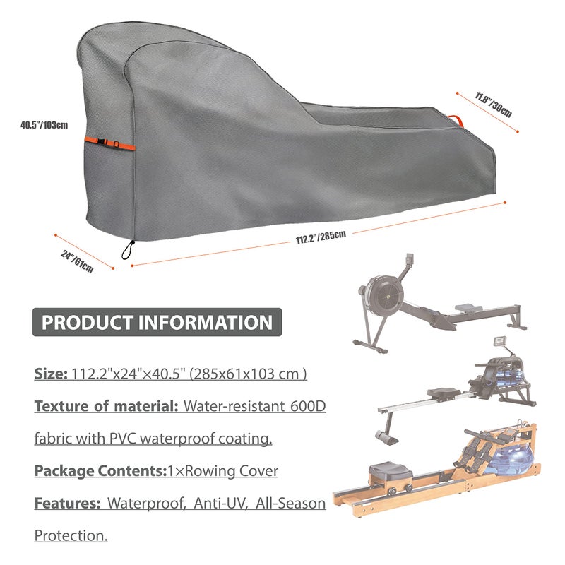 Aaaspark Rowing Machine Cover, Fitness Equipment Covers Protective Cover Dustproof Waterproof Cover Protective Cover and Resistant Oxford Fabric Sports Rowing Machine Protective Cover - Image 2