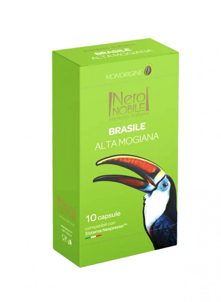 Nero NOBILE Espresso Italiano Brasile Alta Mogiana Arabica Nespresso 10 Capsules Nespresso Compatible - Image 1