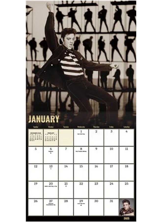 ELVIS Presley Calendar 2025 - Deluxe 2025 King Of Rock And Roll Elvis Presley Wall Calendar Bundle With Over 100 Calendar Stickers (Graceland Gifts, Office Supplies)  - Image 3