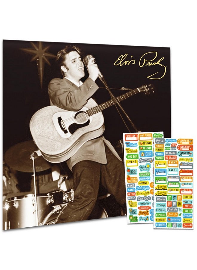 ELVIS Presley Calendar 2025 - Deluxe 2025 King Of Rock And Roll Elvis Presley Wall Calendar Bundle With Over 100 Calendar Stickers (Graceland Gifts, Office Supplies)  - Image 1