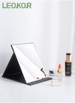 LEOKOR Portable Folding Makeup Mirror, Table Vanity Desk Travel Mirror with Stand, Desktop Mirror Black 25.5*18CM  - Image 3