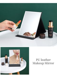 LEOKOR Portable Folding Makeup Mirror, Table Vanity Desk Travel Mirror with Stand, Desktop Mirror Black 25.5*18CM  - Image 5