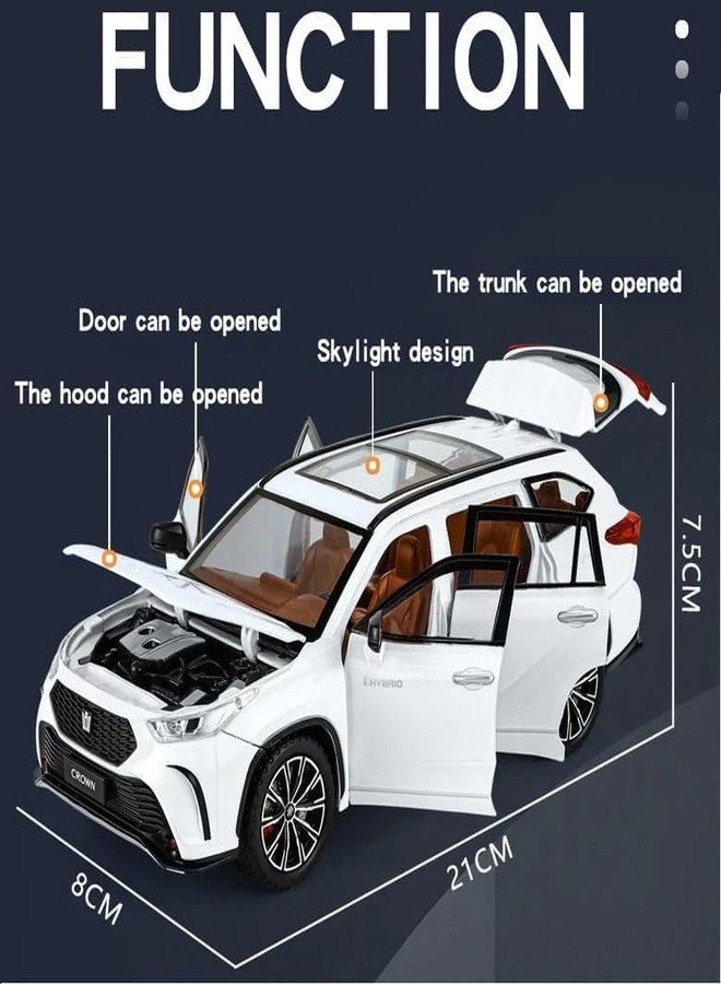 Arthasya Model 1:24 Crown Kluger SUV Model Alloy Metal Pull Back Die-cast Car Openable Doors with Sound and Light Vehicle Car Toy for Kids - Multicolor - Image 2