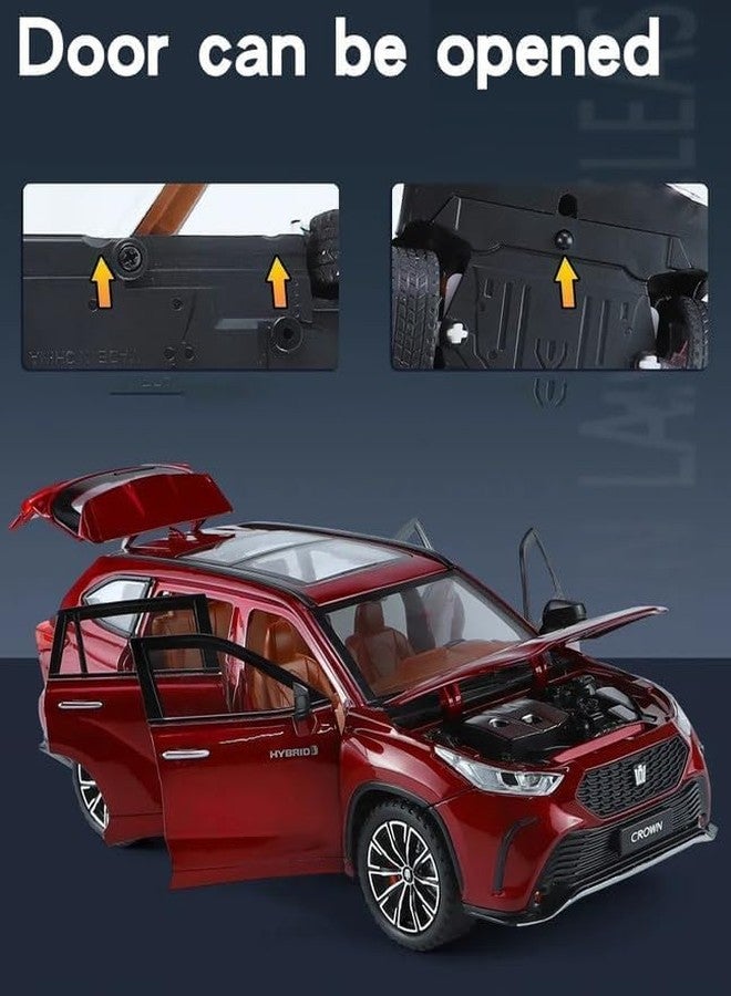Arthasya Model 1:24 Crown Kluger SUV Model Alloy Metal Pull Back Die-cast Car Openable Doors with Sound and Light Vehicle Car Toy for Kids - Multicolor - Image 4
