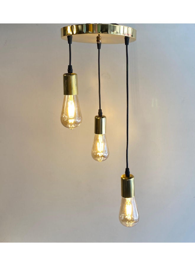 الروضة للإضاءة دلاية سقف مودرن ثلاثى شكل مميز وانيق بدون لمبات | حديث ديكور LED E27 معلقة مصباح سقف اضاءة داخلية مصباح معلق دلاية سقف مودرن | مناسبة لأي غرفة | | اللون: دهبى | المقاس: 60x23x23 سم - Image 1