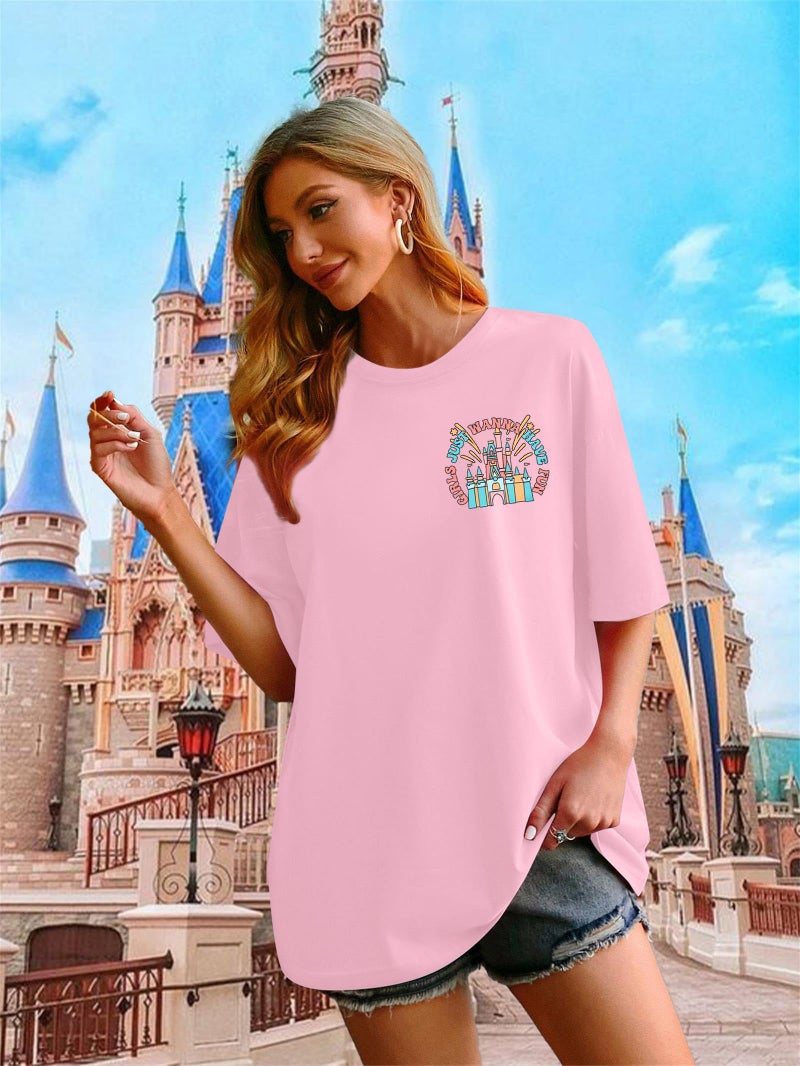 VILOVE Magic Kingdom Shirt Women Girls Just Wanna Have Fun Shirt Girls Trip T-Shirt Cute Magical Tee Summer Vacation Tops Light Pink - Image 4