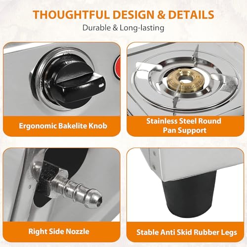 Khaitan Combo - 1 unit Khaitan 2 Burner VS2 Smart Stainless Steel Manual Gas Stove+ 1 unit HF Kitchen Lighter + 1 unit HF LPG Hose Pipe (1.5 mtr) - Image 3