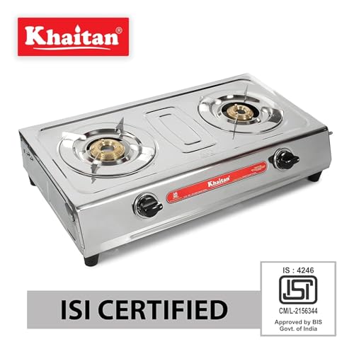 Khaitan Combo - 1 unit Khaitan 2 Burner VS2 Smart Stainless Steel Manual Gas Stove+ 1 unit HF Kitchen Lighter + 1 unit HF LPG Hose Pipe (1.5 mtr) - Image 2