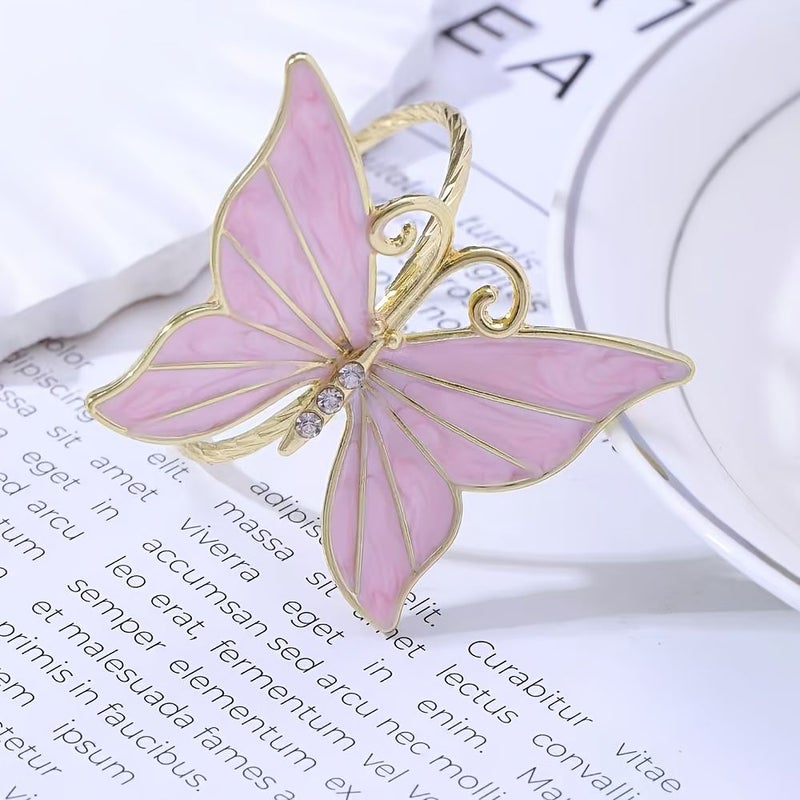 4 Blue Butterfly Metal Napkin Rings for Wedding Banquet Table Decoration - Image 2