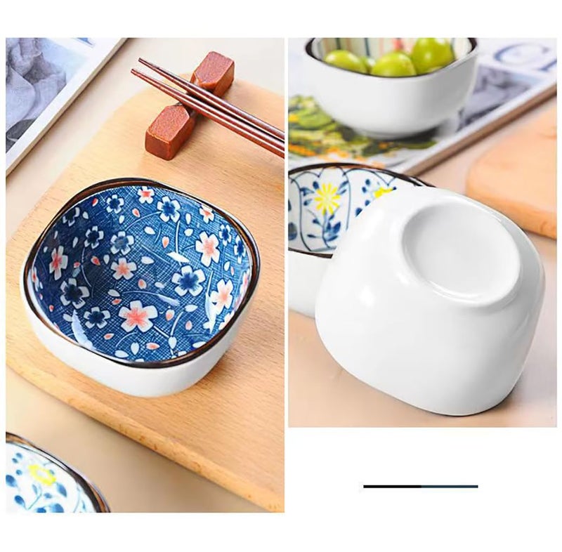 FS COOL 200ml Mini Kitchen Prep Dipping Sauce Dishes Porcelain Palette Pinch Bowls (Random Pattern, Set of 2) - Image 3
