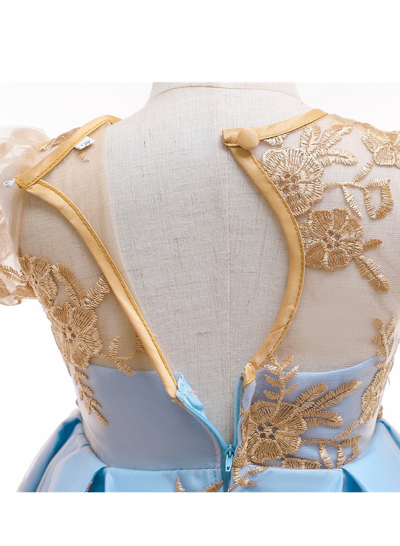 Wedding dress princess dress gold embroidered big bow host catwalk dress Costume - Image 4