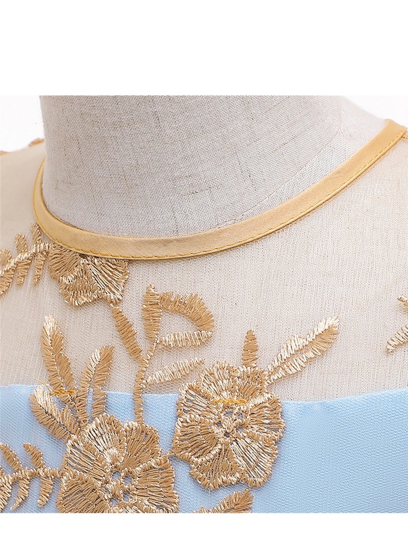 Wedding dress princess dress gold embroidered big bow host catwalk dress Costume - Image 5