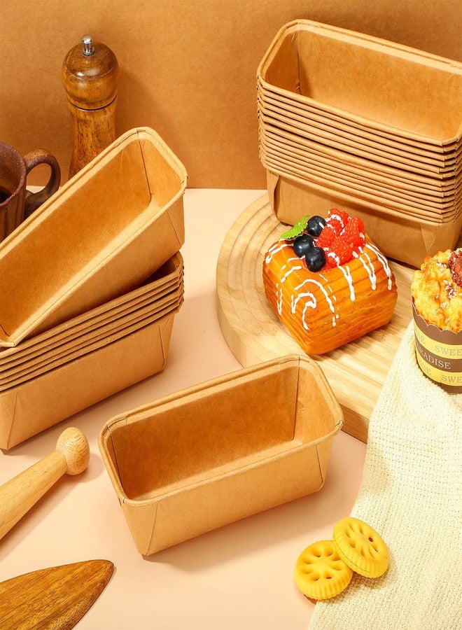 Mifoci 25 Pcs Paper Loaf Pans for Baking Disposable Bread Baking Pans Easy Kraft Paper Tart Mold for Microwave Freezer Oven Safe Display Pie Cake Muffin Pizza Kitchen Supply(Rectangle) - Image 4
