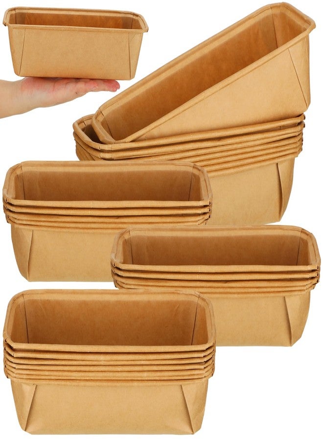 Mifoci 25 Pcs Paper Loaf Pans for Baking Disposable Bread Baking Pans Easy Kraft Paper Tart Mold for Microwave Freezer Oven Safe Display Pie Cake Muffin Pizza Kitchen Supply(Rectangle) - Image 1