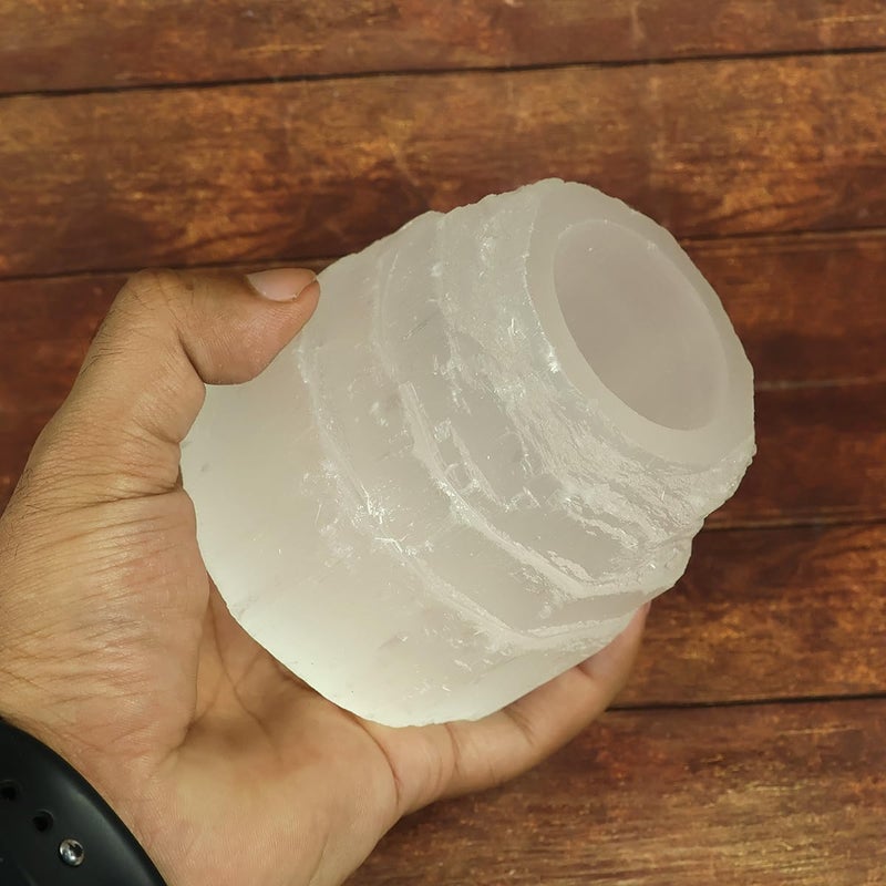 Crystu Selenite Tealight Candle Holder Selenite Mountain Tea Light Candle Holder Selenite Step Candle Holder - Image 2