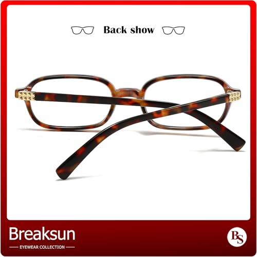 Breaksun نظارات بريكسون ريترو مستطيلة للنساء والرجال نظارات زرقاء مضادة للضوء بتصميم عتيق (سلحفاة) - Image 5