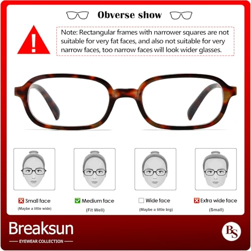 Breaksun نظارات بريكسون ريترو مستطيلة للنساء والرجال نظارات زرقاء مضادة للضوء بتصميم عتيق (سلحفاة) - Image 4