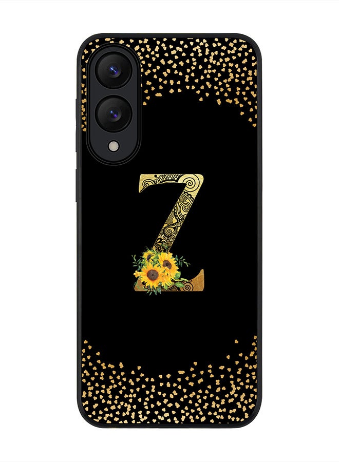 Stylizedd For Samsung Galaxy S25 Edge Case,Slim fit Camera Protection, Shockproof Thin Phone cover  - Custom Floral Monogram - Z ( Black )